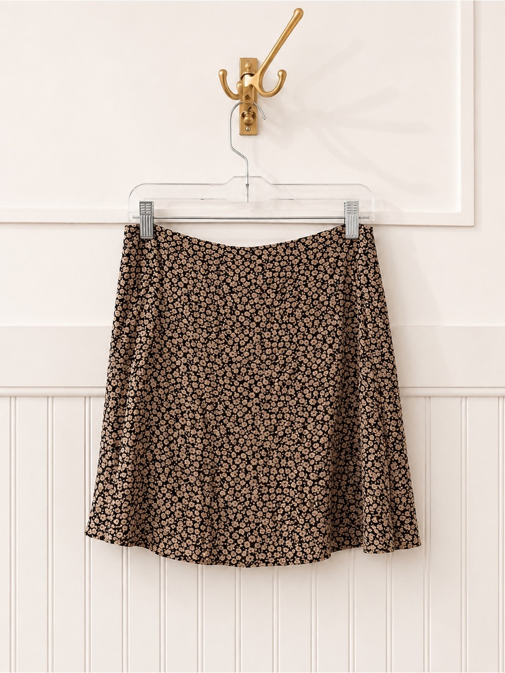 Banana Republic Black Skater Skort with Tan Floral Print